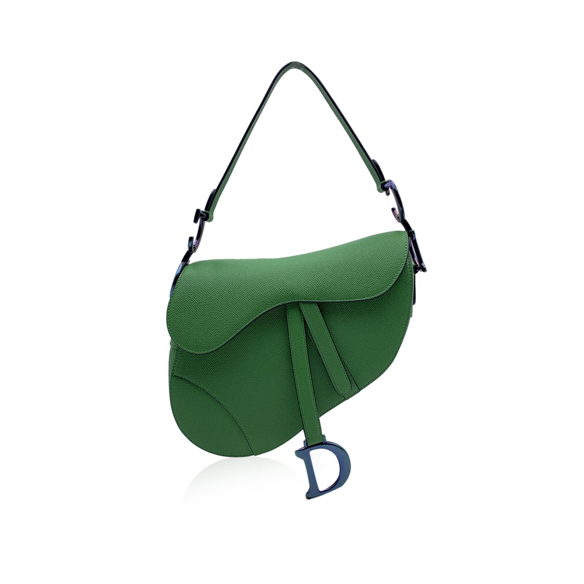 Authentic Christian Dior Green Leather Saddle Shoulder Bag Authentic Christian Dior Green Leather Saddle Shoulder Bag