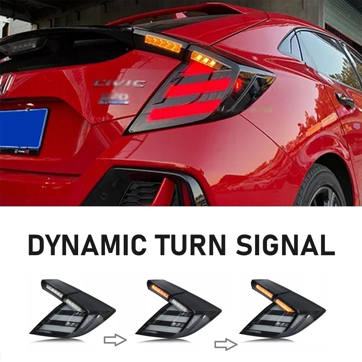 Type R Led Bulb RGB Fits 2016-2021 Honda Civic Hatchback/type R LED Tail Lights W ...