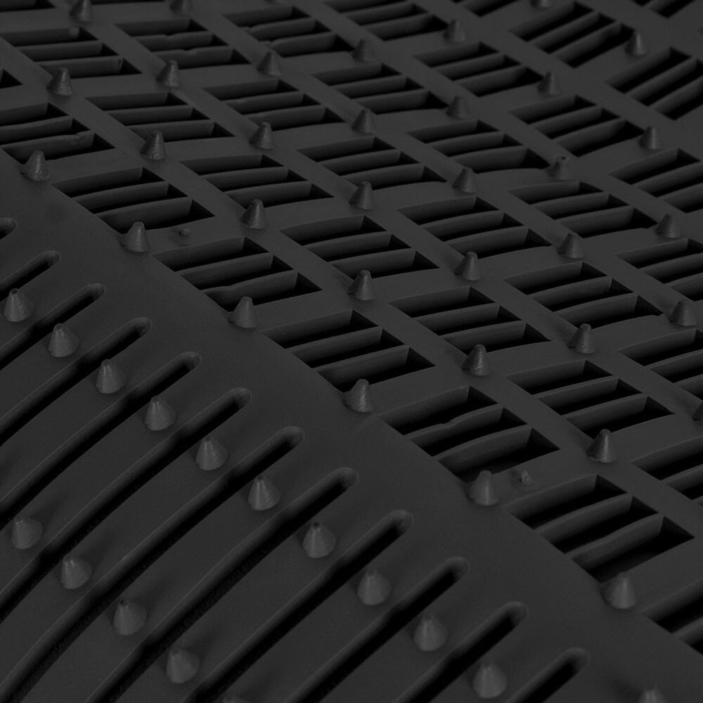 Caterpillar® Car Floor Mats Black All Weather 3D Rubber 2 PC for Car