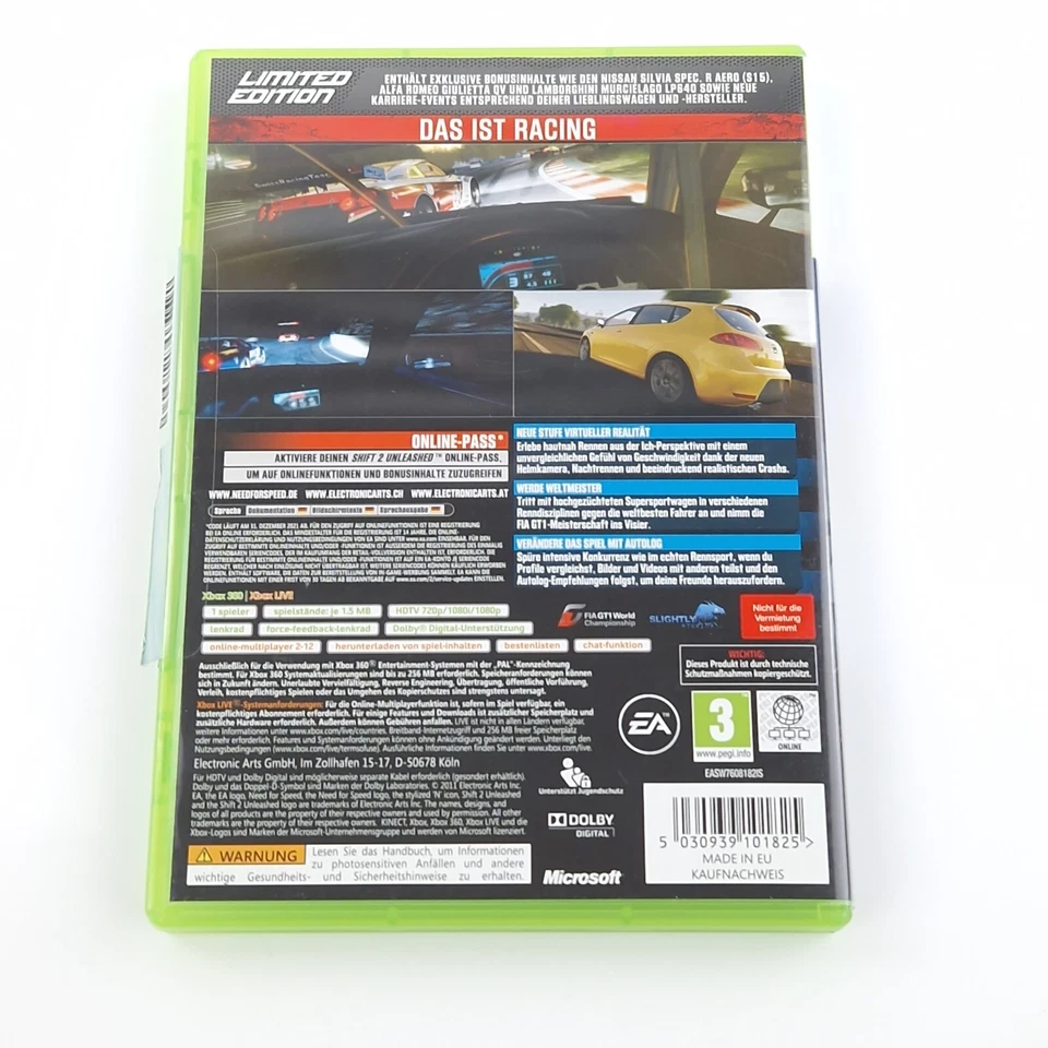 Xbox 360 Spiel : Shift 2 Unleashed Limited Edition - CD Anleitung OVP PAL - Bild 2 von 3