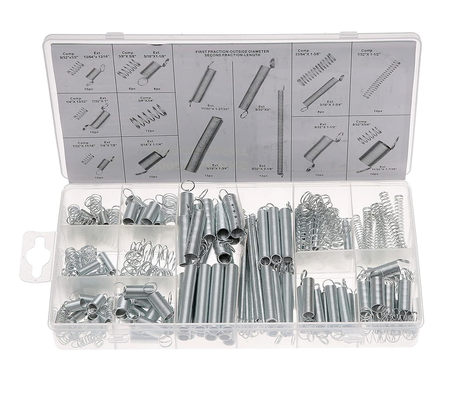 200pcs Metal Compression Extension Spring Assortment Steel Coil Springs Loose Set
