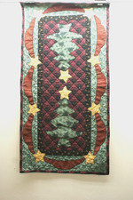 WH 27, Handcrafted, Quilted Table Runner, Christmas Trees, 15 X 30 in.