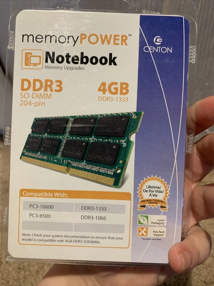 Centon PC3-10600 1333MT/S DDR3 (SODIMM) Dual-Channel Kit 4GB R1333SO4096 - Image 4 of 4