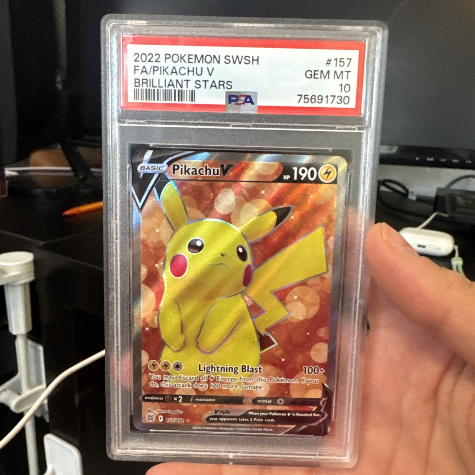 Pokemon Pikachu V Full Art Brilliant Stars 157/172 PSA 10