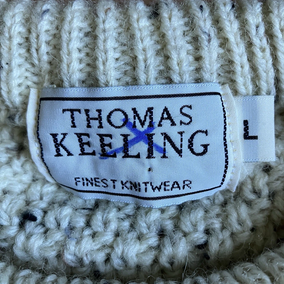 Suéter Thomas Keeling Para Hombre Grande Lana Tejido con Cable Pescador Hecho en Inglaterra Foto 4 de 4