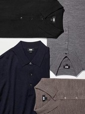 UNIQLO Merino Knit Polo Shirt XS-3XL Long-Sleeve Men 478537 Japan New