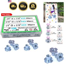 T Nuts 1/4"-20,5/16"-18, 3/8"-16, 120pcs Zinc Plated Steel T-Nut 4 Pronged Te...