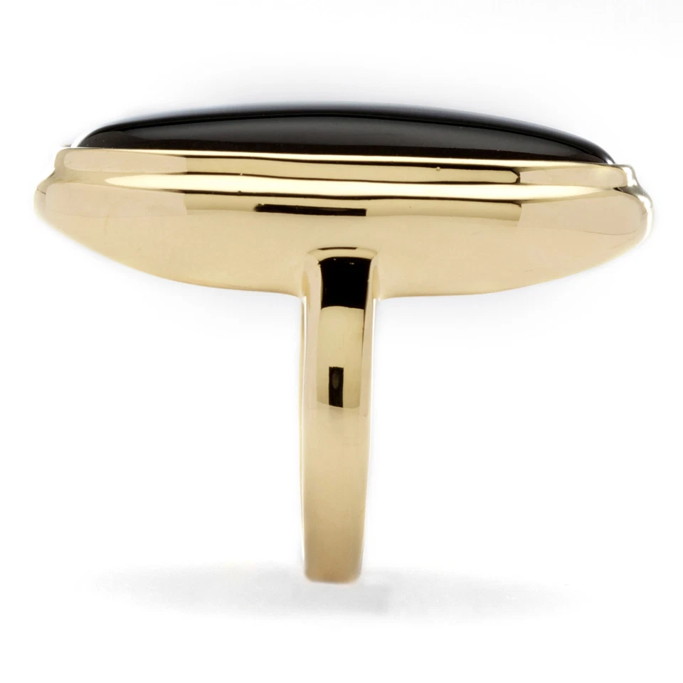 Anillo chapado en oro amarillo de ónix genuino con forma ovalada Foto 4 de 4