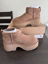 UGG Classic Ultra Mini New Heights Boots Chestnut Womens Size 8 Platform NEW