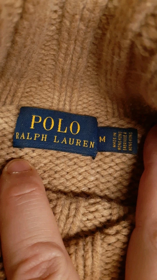 Suéter Polo Ralph Lauren Feminino Médio Marrom Lã Cashmere Pesado Gola Alta - Imagem 3 de 4