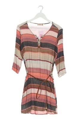 RIFLE Tunikabluse Damen Bluse Gr. DE 38 pink-wollweiß-schwarz Casual-Look