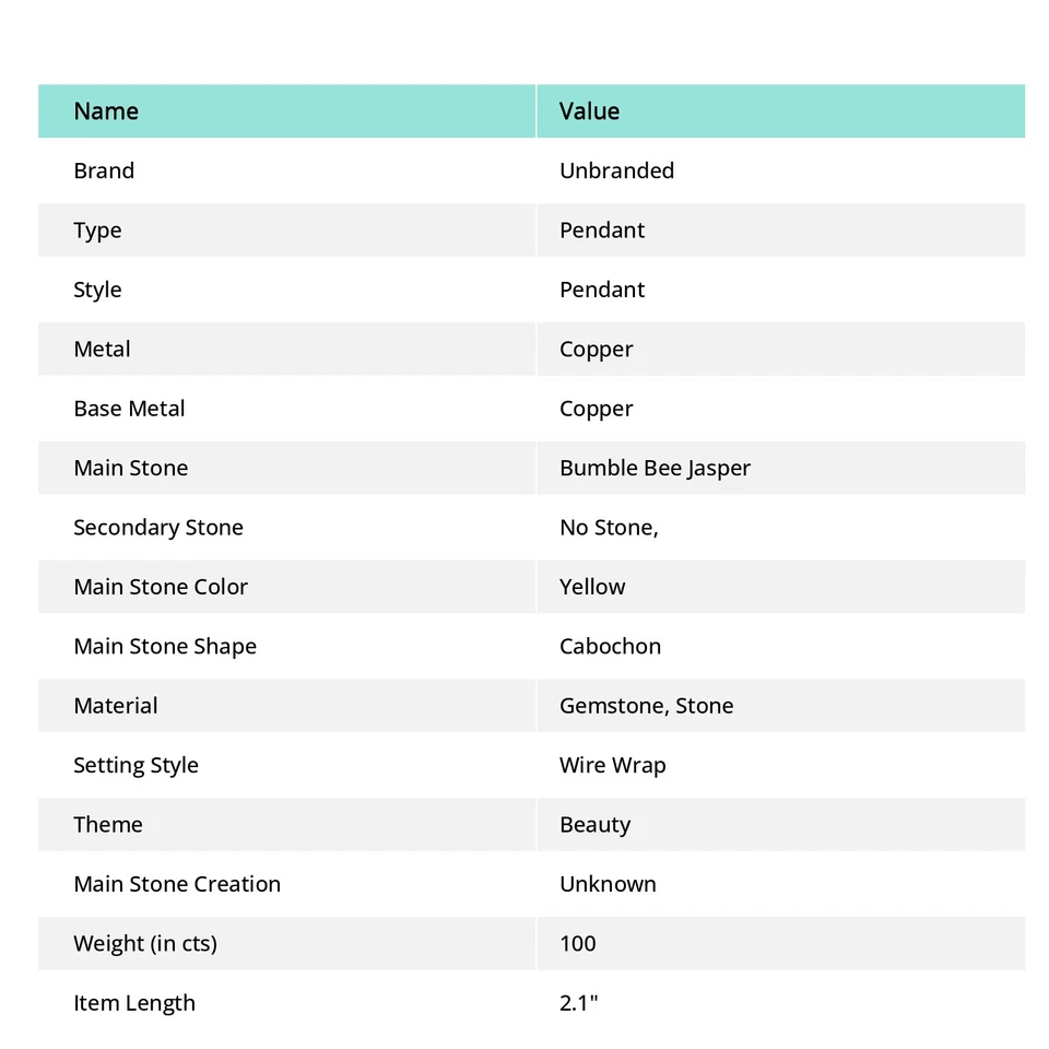 Ciondolo in rame con pietra preziosa diaspro bombo fatto a mano gioielli 2,1" - Immagine 4 di 4