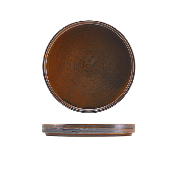 Terra Porcelain Rustic Copper Low Presentation Plate For Hotels 18cm Pack of 6