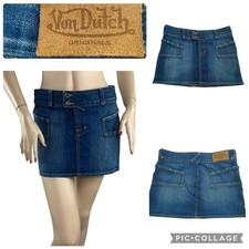 Vintage Von Dutch Cotton Denim Jean Mini Skirt 90s Y2K Streetwear U.S.A. Medium