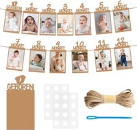 Foto Banner 1. Geburtstag Fotogirlande Kraftpapier Khaki 1-12 Monate Deko