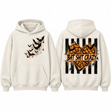 Bat Crazy Halloween Hoodie, Funny Bat Hoodie, Retro Spooky Season Pullover