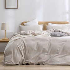 Duvet Cover Set 3 PCs California King 104 X 98 Cotton Light Grey Lightweight