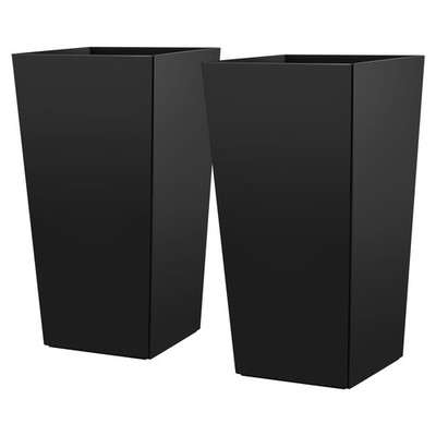 Uimoso Set of 2 Large 30'' Modern Indoor Outdoor Planters in Black