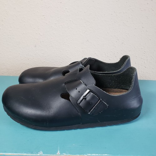 Birkenstock Shoes W11/M9 /42 Regular Original London Black Leather Clogs Slip On - Picture 4 of 18