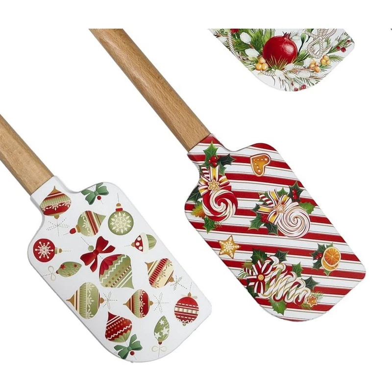 Leccapentola Natale Spatola Silicone Manico Legno BRANDANI Merry Christmas, fotografia 8 di 9