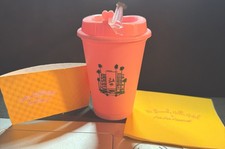 Lalaland pink cup x The Beverly Hills Hotel with Lids, sleeves,strawheart shaped
