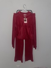 Juicy Couture Velour Red Tracksuit Size Large NWT Hoodie  Pant Set