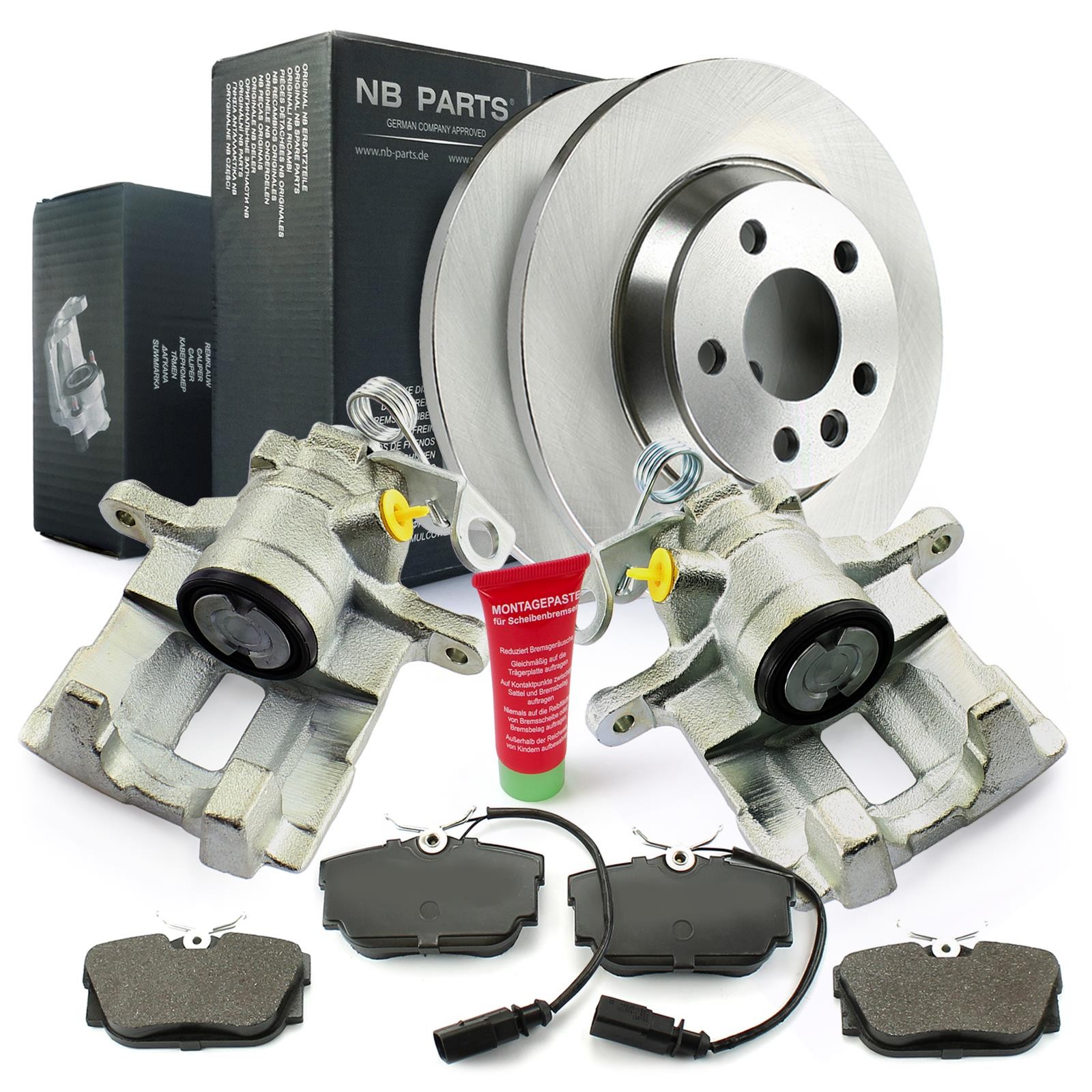 2x Brake Caliper Brake Discs Pads Rear for Seat Alhambra VW Sharan T4 Ford