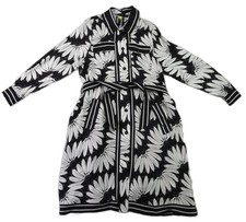 FARM RIO US Women’s M Black Floral Copacabana Knee Midi Long Sleeve Shirt Dress