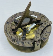 Vintage Brass Round Sundial Compass - Marked F. L. West - London - Navigation