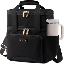 Insulated Lunch Bag for Women Men,Expandable Double Deck Lunch Box with Large Cu