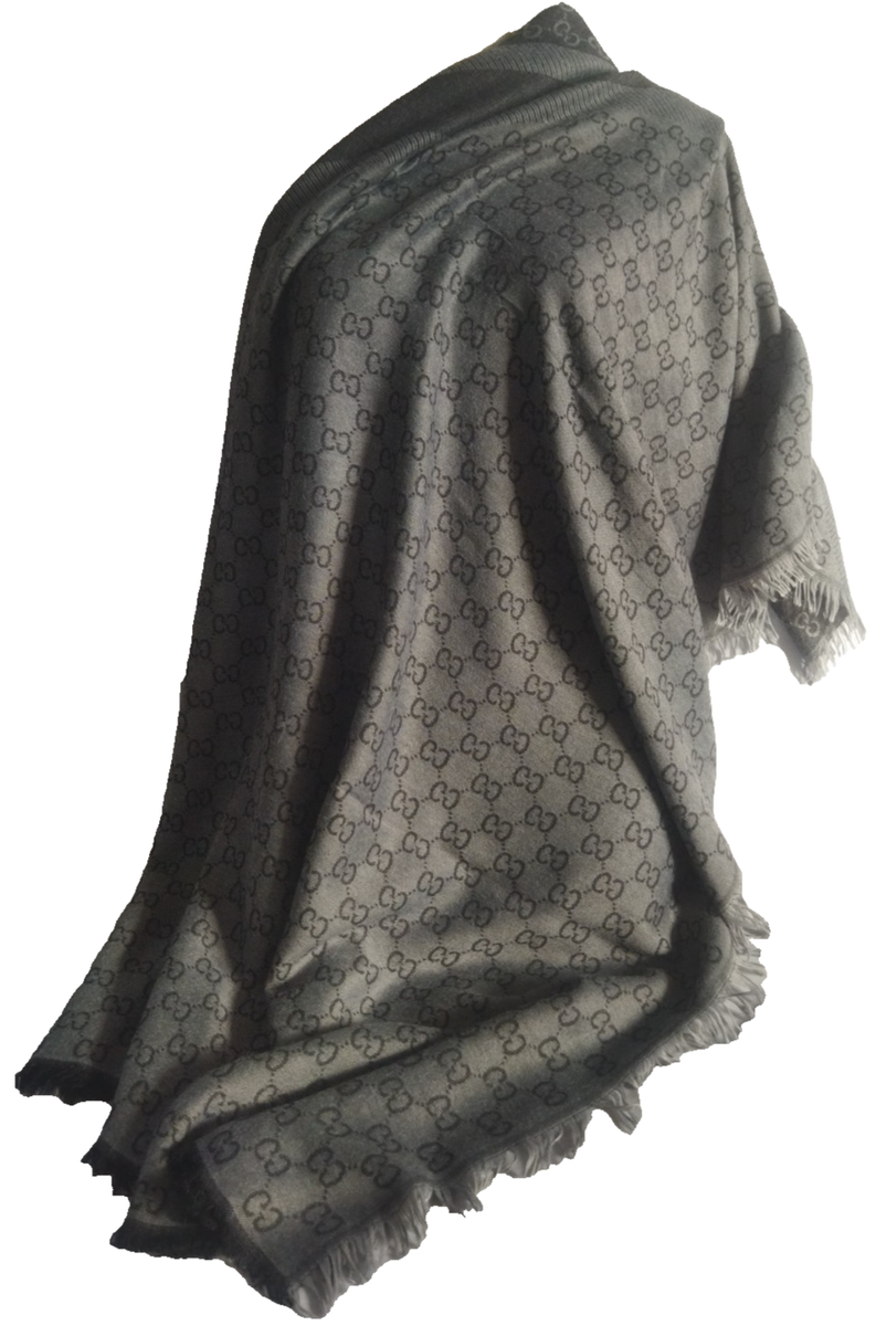 GUCCI GG Scarf 65% Wool 35% Cashmere Shawl Fringes Wrap | eBay