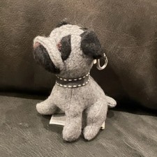 Dora Grey Bulldog Pug Dog Plush Keyring Bag Charm Fabric Soft Toy