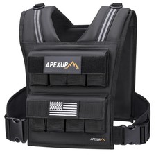 APEXUP Empty Adjustable Weighted Vest Men, 40lbs Only for 40lbs, Black