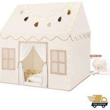 Kids Play Tent Indoor: with Mat, Tassel Garland, Star Lights - Girl Tent Indo...
