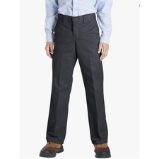 Dickies Boy's Gray Twill Pants Slim Fit Straight Leg Resists Wrinkles Sz 16 NEW
