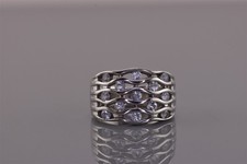 Sterling Silver Channel Set Cubic Zirconia Wavy Accented Band Ring 925 Sz: 7