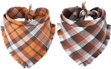 Fall Dog Bandana Autumn Thanksgiving Plaid Reversible Triangle Bibs Scarf Access