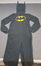 DC Comics Men's Batman One-Piece Zip-Up with Hoodie Cowl Gray Cape Size Large
