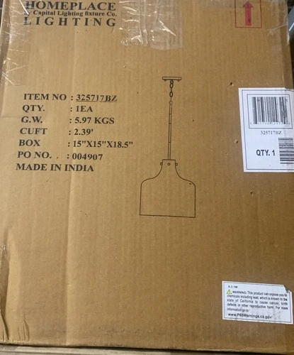 Homeplace Lighting 325717bz Water Jug Light Bronze Finish Pendant  - Picture 2 of 2