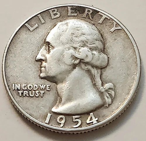 1954 S Washington Quarter 90% Silver                             X5
