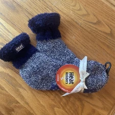 Heat Holders - Womens Non Slip Thermal Low Cut Slipper Bed Socks with Grips Blue