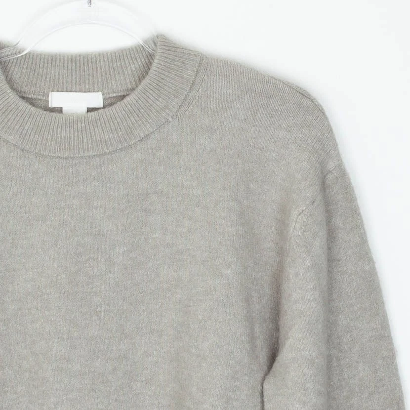 H & M женщин шерсти смесь Crewneck свитер размер M серый шар рукав минималистский - Изображение 2 из 4