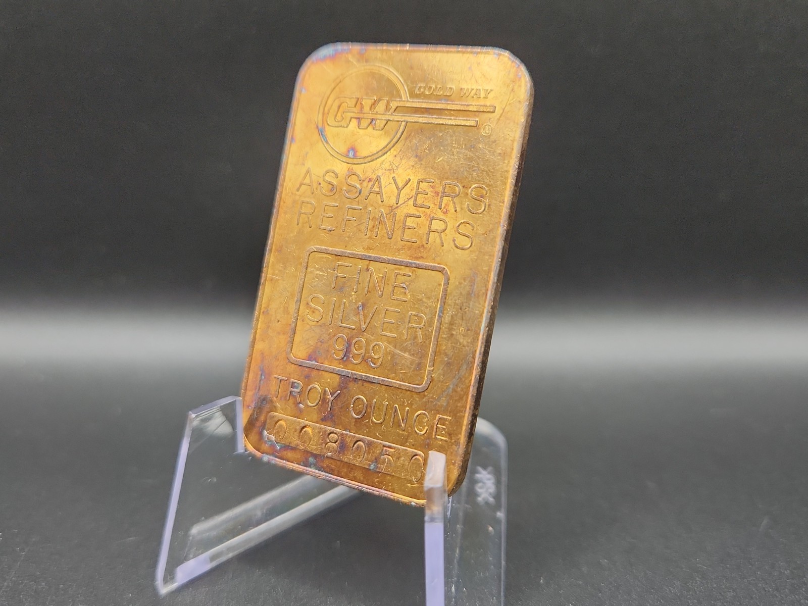 Proadic Number Vintage 1970's Gold Way 1oz .999 Silver Bar Low Serial Number | eBay