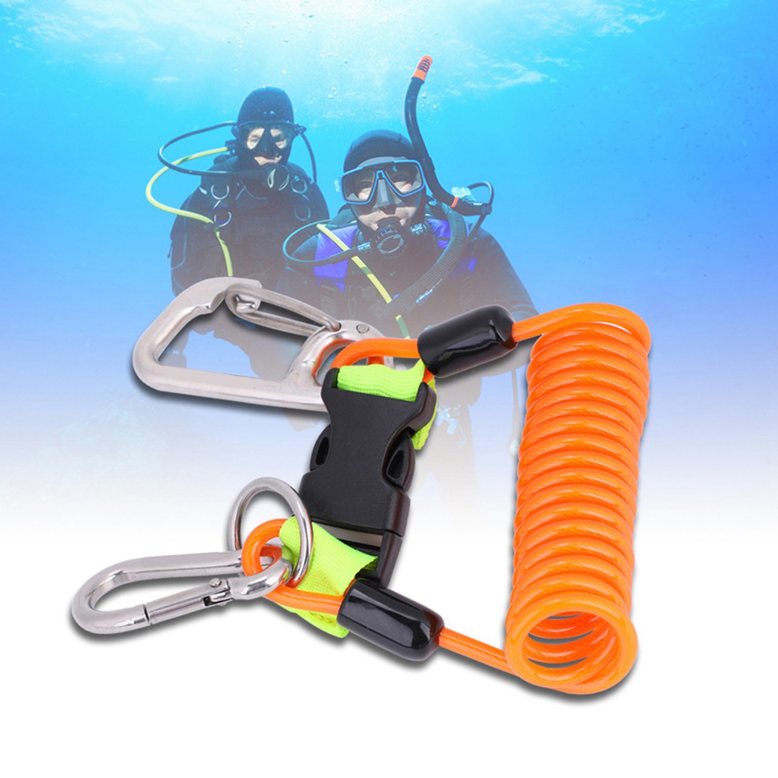 (Orange)Diving Lanyard Diving Spring Coil Lanyard Anti-lost Diving Coil BJ