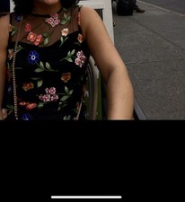 Calvin Klein Black Mesh Floral Embroidered Sleeveless Midi Dress size 6