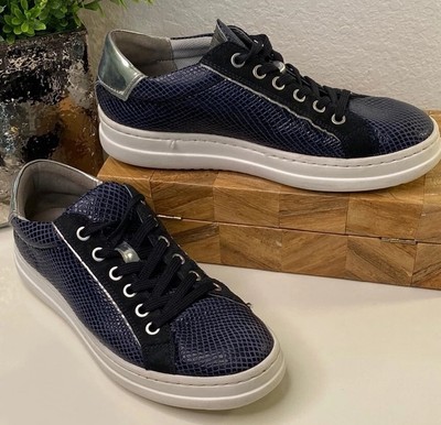 Geox Python Embossed Navy and Silver Sneakers Size 36 EU/6 US