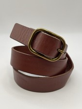 VNT GAP S 1  Belt Brown Leather Brass Rectangular Rounded Buckle Classic