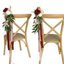 Lookein Wedding Aisle Chair Decorations Set of 8 Pew Flowers with Tails for W...