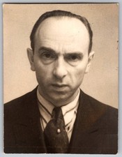 Vtg B&W Snapshot Stern Bald Man Striped Shirt Tie Suit Berlin Germany Photo