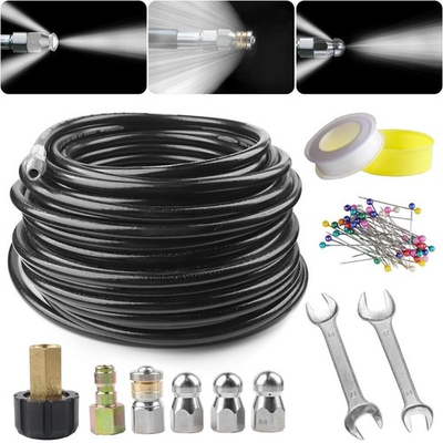 #ad 100FT Sewer Jetter Nozzles Kit Drain Cleaning Hose for Pressure Washer 5800PSI $37.99